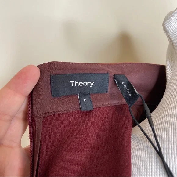 THEORY Chili Red Eulia Suede Ponte Mock Top